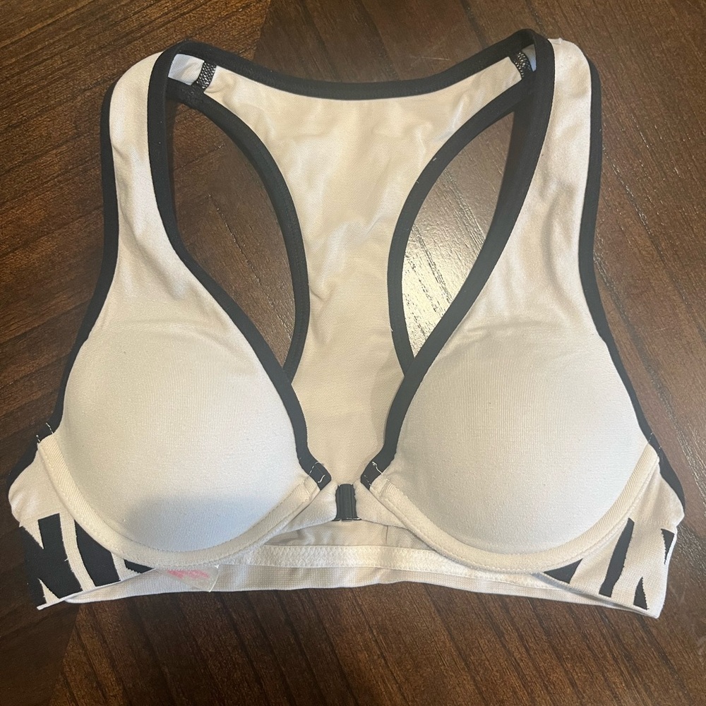White and black Victoria Secret Pink Push Up Bra